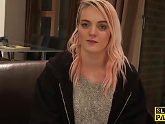 Mature man fucks a young bitch with a big phallus on the bed